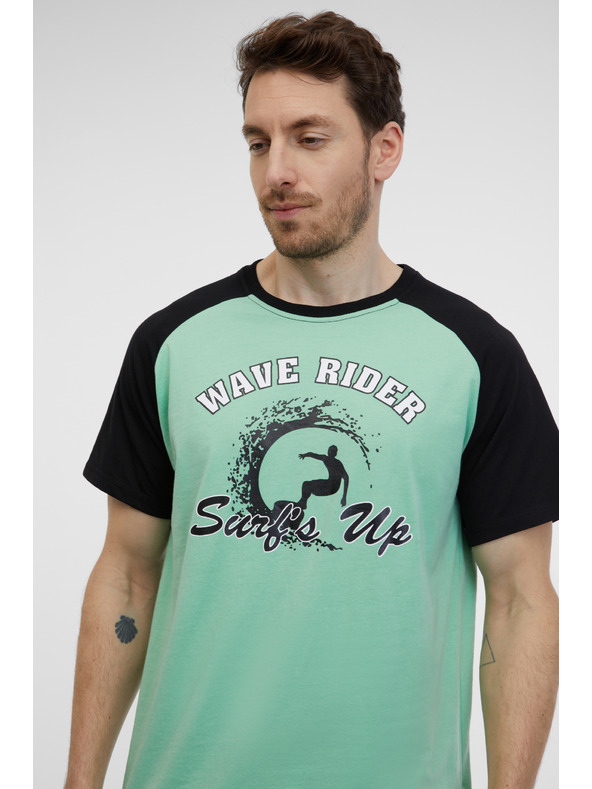 Sam 73 Čierno-zelené pánske tričko SAM 73 Esteban