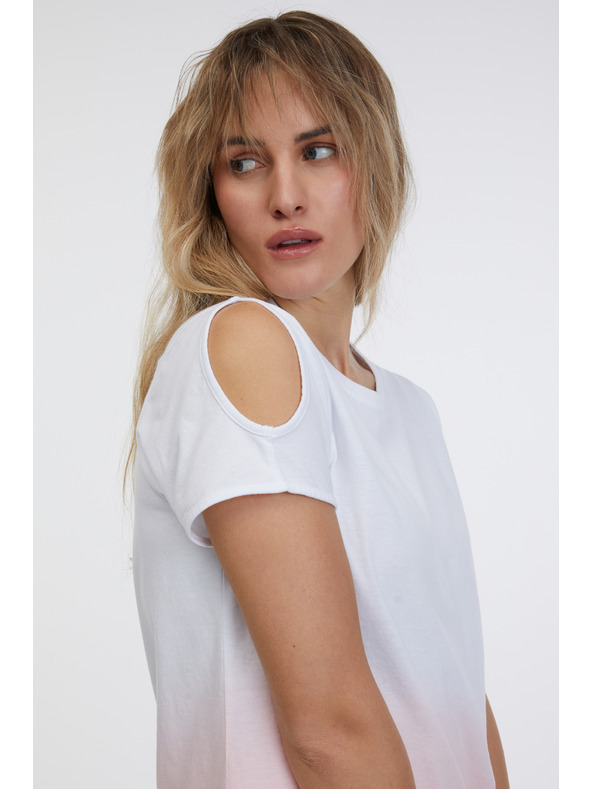 Sam 73 Ružovo-biele dámske tričko SAM 73 Dolores