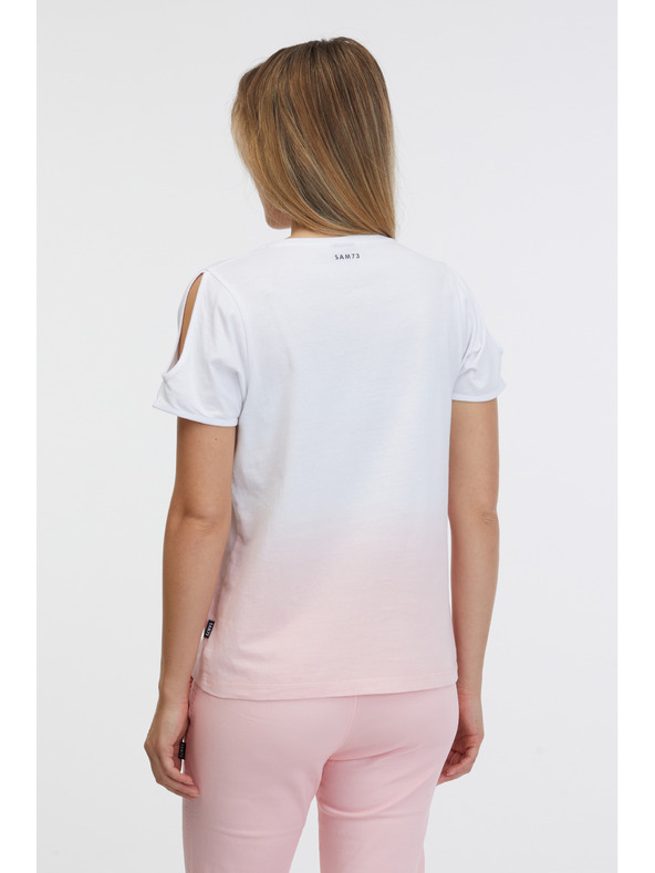 Sam 73 Ružovo-biele dámske tričko SAM 73 Dolores
