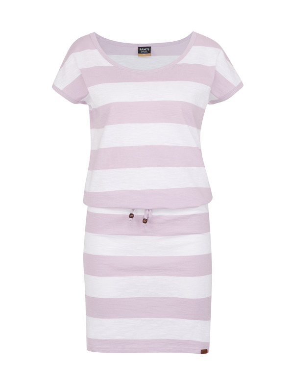 Sam 73 Bielo-fialové dámske pruhované šaty SAM 73 Reyna