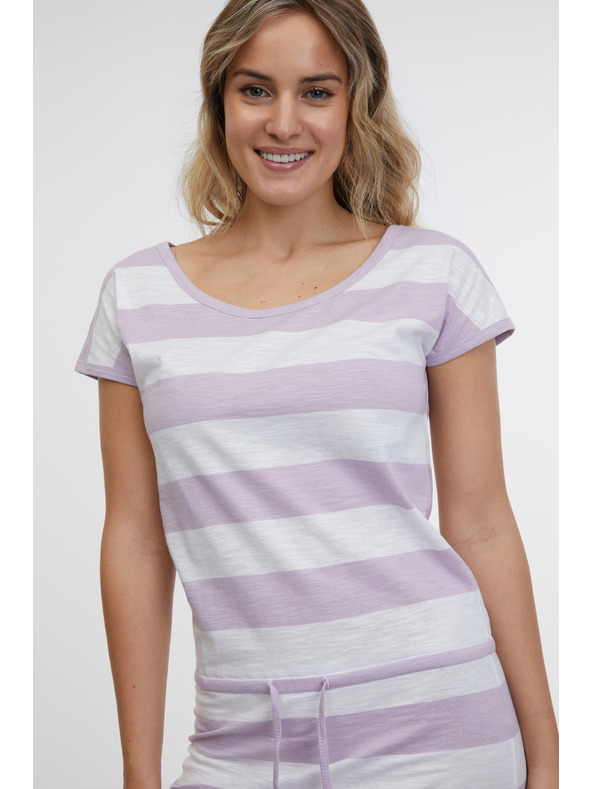 Sam 73 Bielo-fialové dámske pruhované šaty SAM 73 Reyna