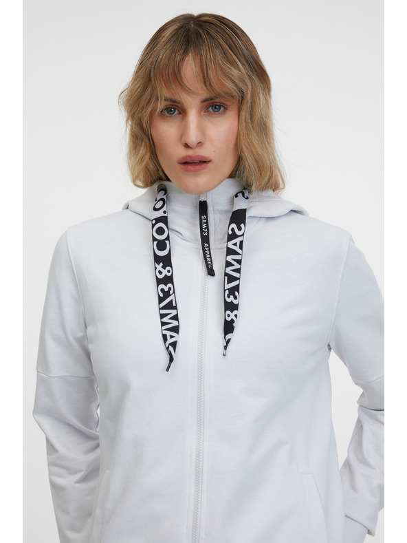 Sam 73 Svetlošedá dámska mikina na zips s kapucňou SAM 73 Lisa
