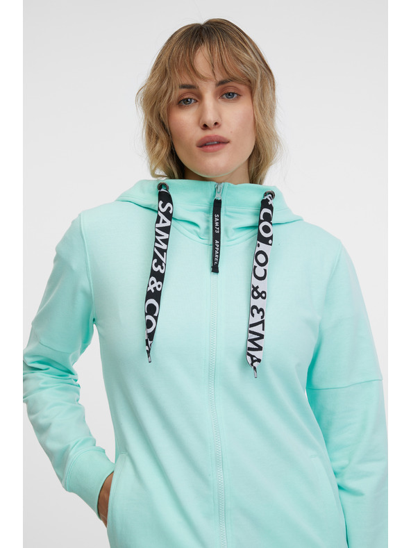 Sam 73 Tyrkysová dámska mikina na zips s kapucňou SAM 73 Lisa