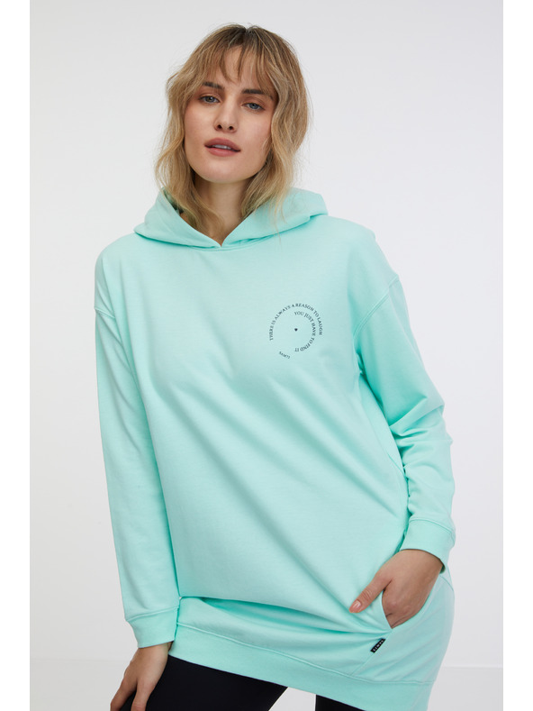 Sam 73 Tyrkysová dámska predĺžená mikina s kapucňou SAM 73 Lola