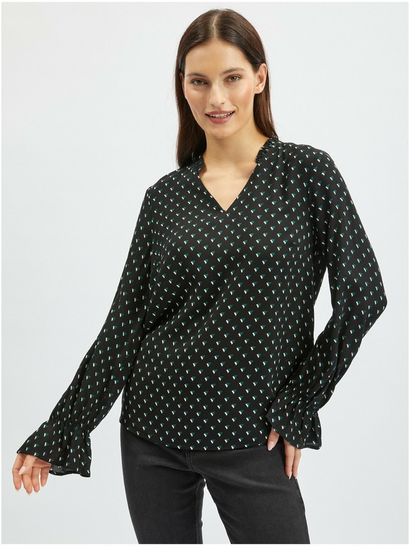 Orsay Čierna dámska vzorovaná blúzka ORSAY