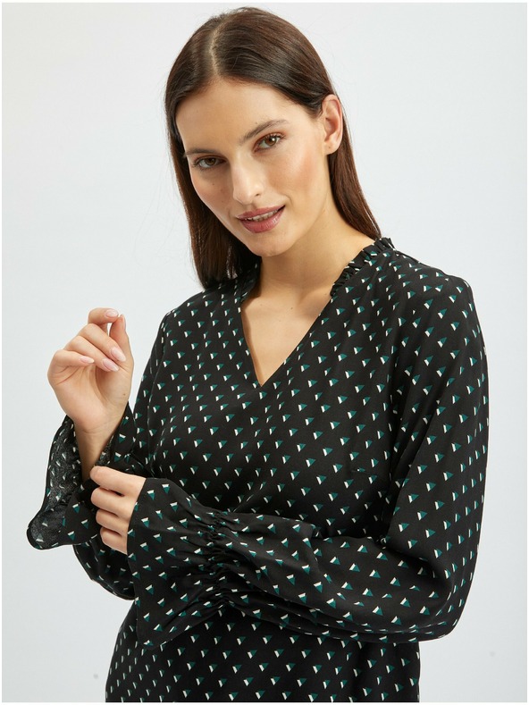 Orsay Čierna dámska vzorovaná blúzka ORSAY