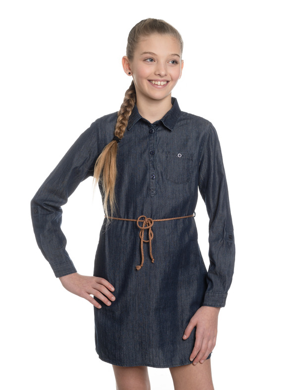 Sam 73 Tmavo modré košeľové dievčenské šaty SAM 73