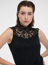 Orsay Čierne dámske tričko s čipkovanými detailmi ORSAY