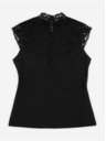 Orsay Čierne dámske tričko s čipkovanými detailmi ORSAY