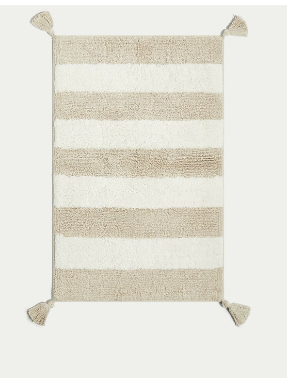 Marks & Spencer Kúpeľová rohožka z čistej bavlny s pruhmi Marks & Spencer béžová