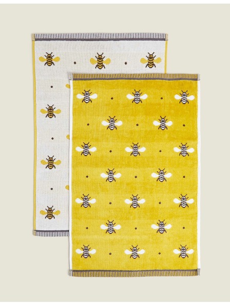 Marks & Spencer Súprava 2 uterákov z čistej bavlny s potlačou včiel Marks & Spencer žltá