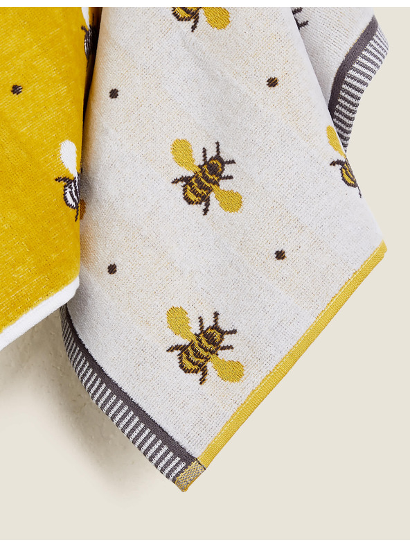 Marks & Spencer Súprava 2 uterákov z čistej bavlny s potlačou včiel Marks & Spencer žltá