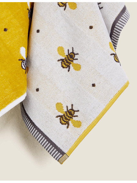 Marks & Spencer Súprava 2 uterákov z čistej bavlny s potlačou včiel Marks & Spencer žltá