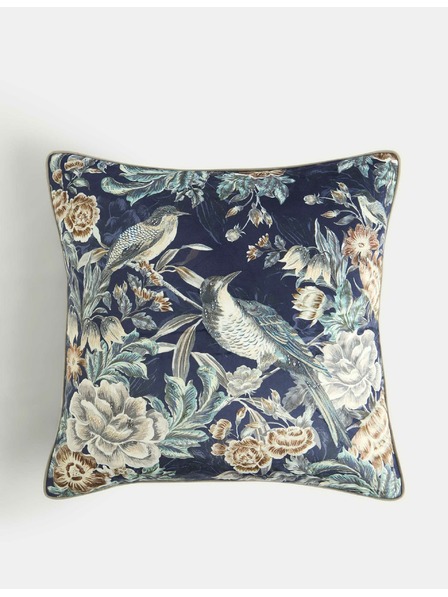 Marks & Spencer Zamatový zdobený vankúš s vtáčim motívom Marks & Spencer námorná modrá