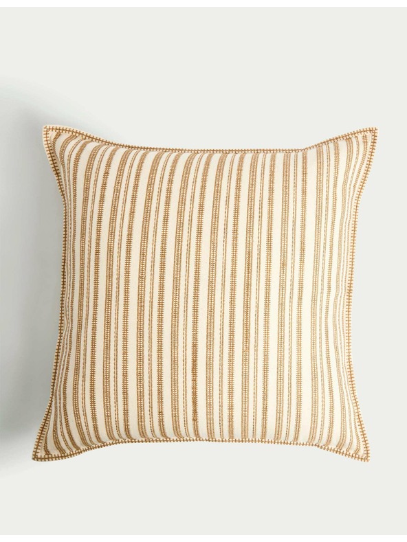 Marks & Spencer Pruhovaný vankúš s výšivkou, z čistej bavlny Marks & Spencer žltá