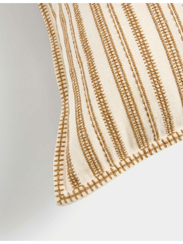 Marks & Spencer Pruhovaný vankúš s výšivkou, z čistej bavlny Marks & Spencer žltá