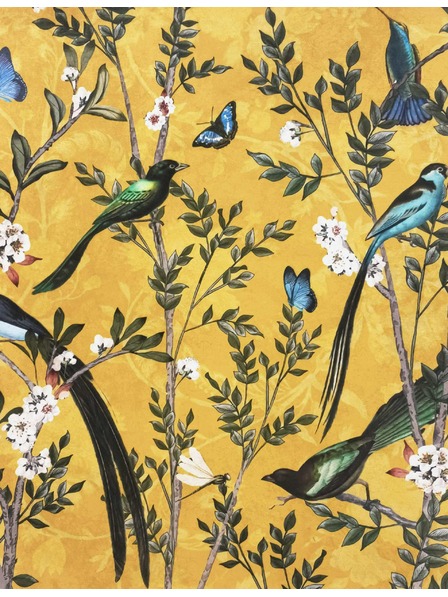 Marks & Spencer Zamatový vankúš s vtáčikmi Marks & Spencer žltá