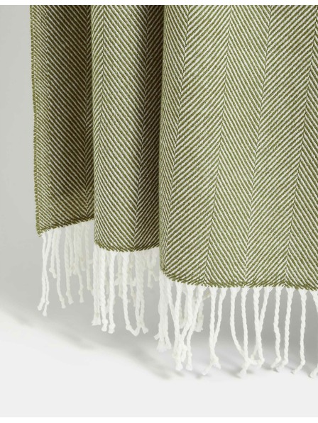 Marks & Spencer Prehoz na posteľ so vzorom rybej kosti Marks & Spencer zelený