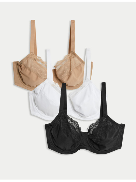 Marks & Spencer Podprsenky so zmenšujúcim efektom, kostícami a plnými košíčkami, 3 ks, veľ. C-H Marks & Spencer čierna