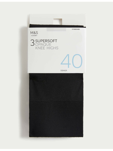 Marks & Spencer Sada 3 párov nepriesvitných podkolienok Marks & Spencer čierna