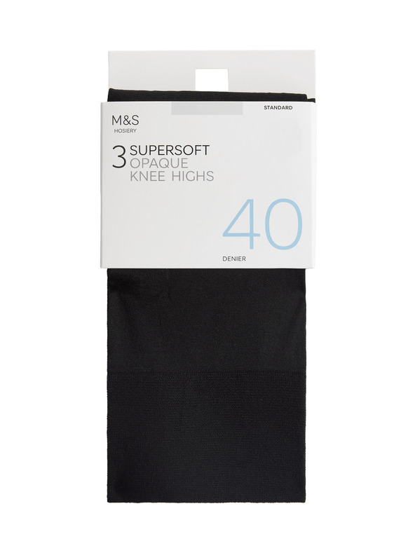 Marks & Spencer Sada 3 párov nepriesvitných podkolienok Marks & Spencer čierna
