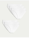 Marks & Spencer Bavlnené čipkované nohavičky s lycrou, 5 balení Marks & Spencer biele