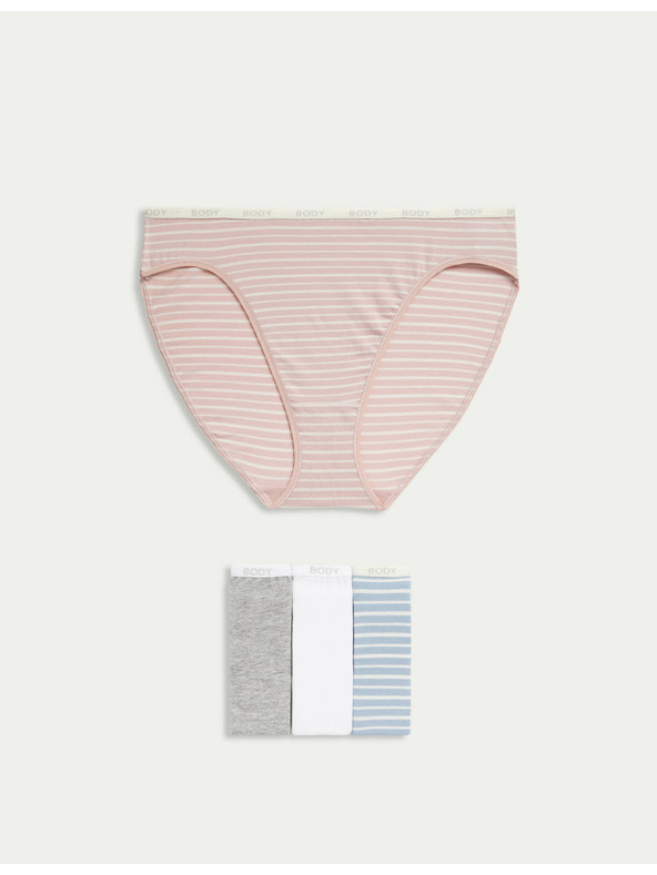 Marks & Spencer Vysoko vykrojené nohavičky s vysokým podielom bavlny Supima, 4 ks Marks & Spencer modrá