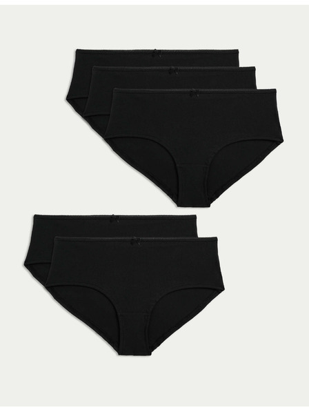 Marks & Spencer Šortky s nízkym strihom z bavlny a lycry®, 5 balení Marks & Spencer čierne