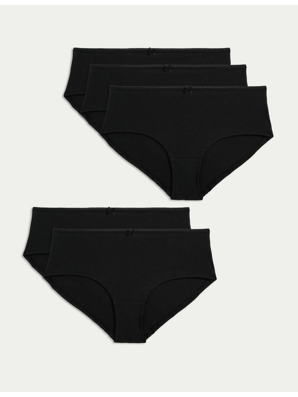 Marks & Spencer Šortky s nízkym strihom z bavlny a lycry®, 5 balení Marks & Spencer čierne