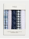 Marks & Spencer Vzorované vreckovky z čistej bavlny, 5 ks v balení Marks & Spencer modrá