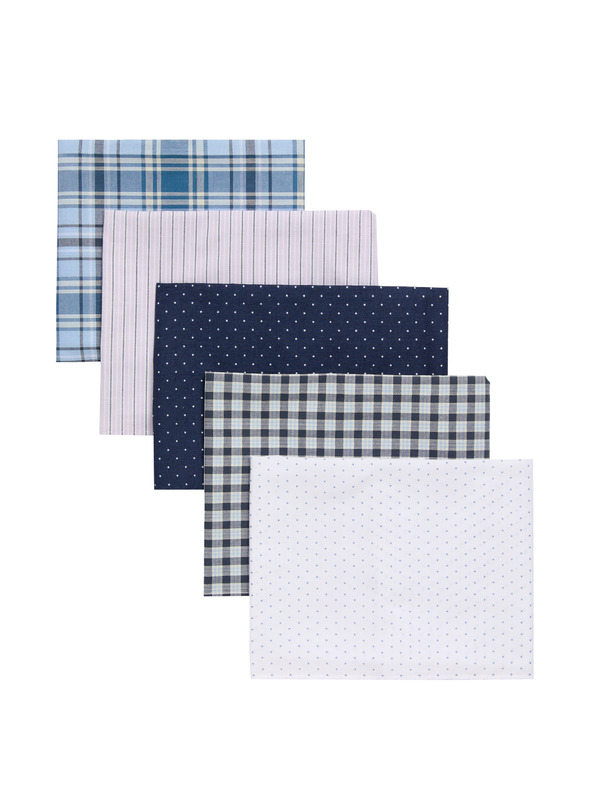 Marks & Spencer Vzorované vreckovky z čistej bavlny, 5 ks v balení Marks & Spencer modrá