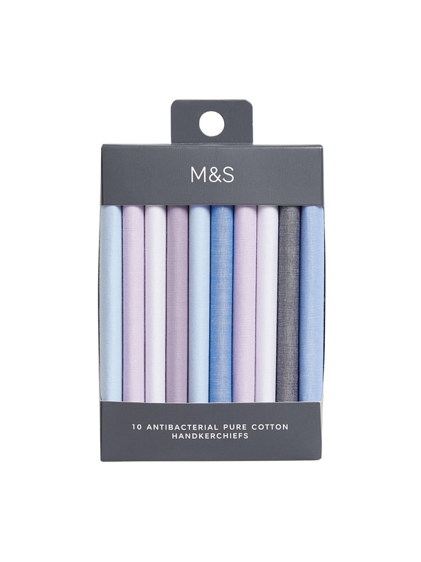 Marks & Spencer Antibakteriálne vreckovky z čistej bavlny, 10 ks v balení Marks & Spencer modrá