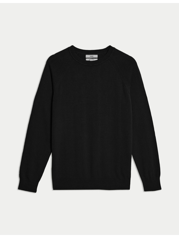 Marks & Spencer Sveter z čistej bavlny, s výstrihom ku krku Marks & Spencer čierna