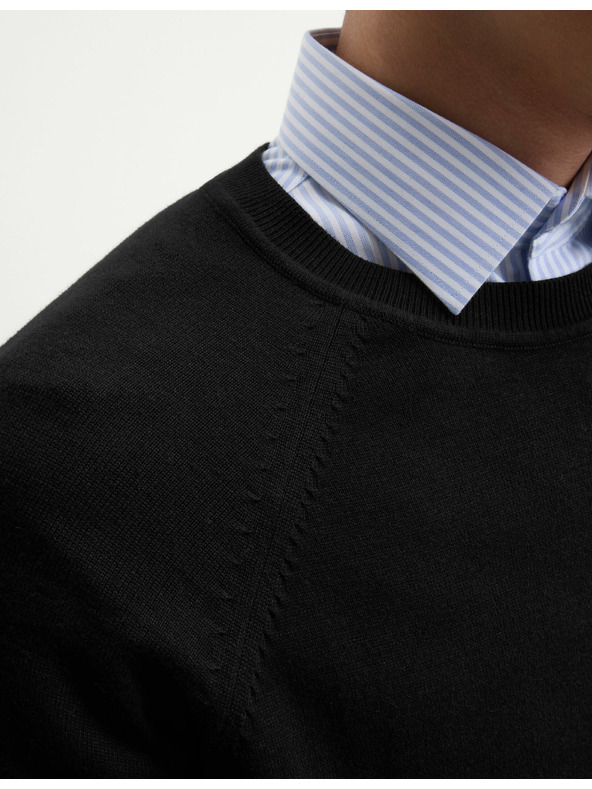 Marks & Spencer Sveter z čistej bavlny, s výstrihom ku krku Marks & Spencer čierna