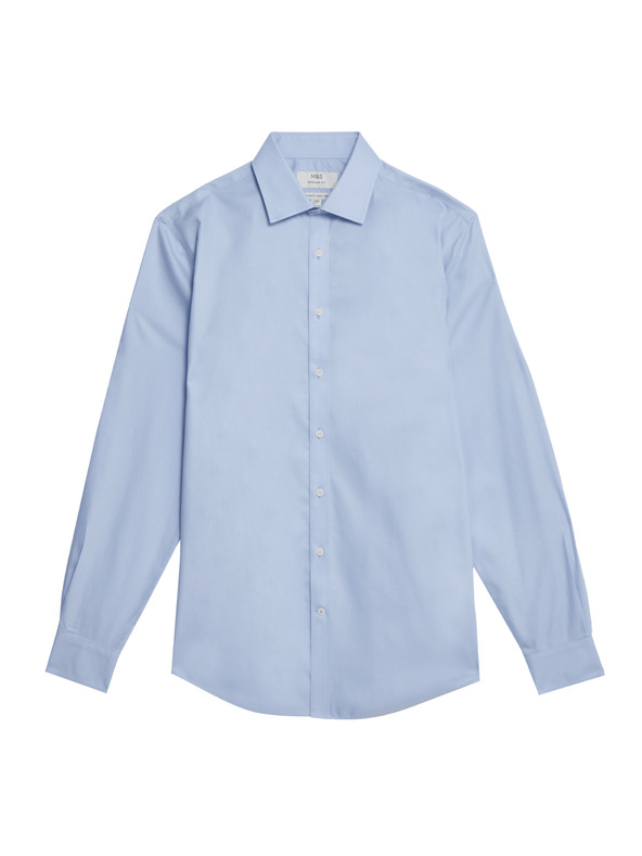 Marks & Spencer Košeľa z bavlny klasického strihu s nežehliaceou úpravou Marks & Spencer modrá