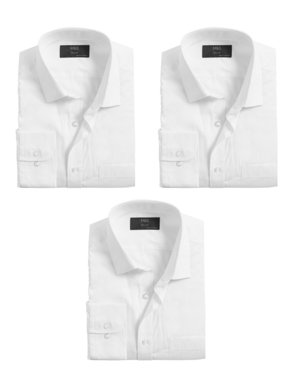 Marks & Spencer Košeľa s dlhými rukávmi, normálny strih, sada 3 ks Marks & Spencer biela