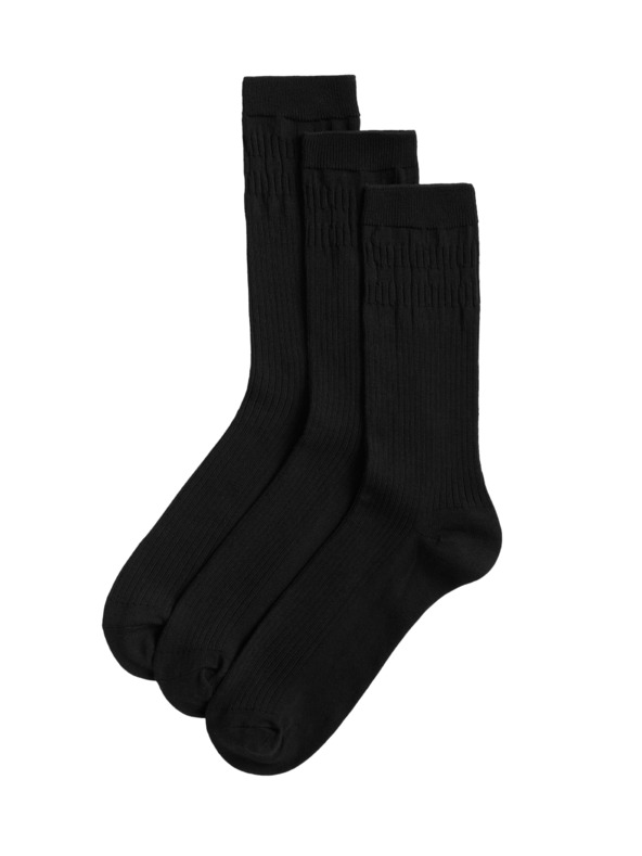 Marks & Spencer 3 páry ponožiek s jemným lemom Marks & Spencer čierna