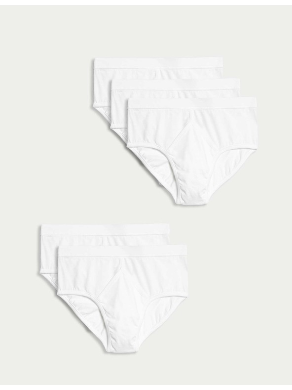 Marks & Spencer Bavlnené slipy, 5 ks Marks & Spencer biela