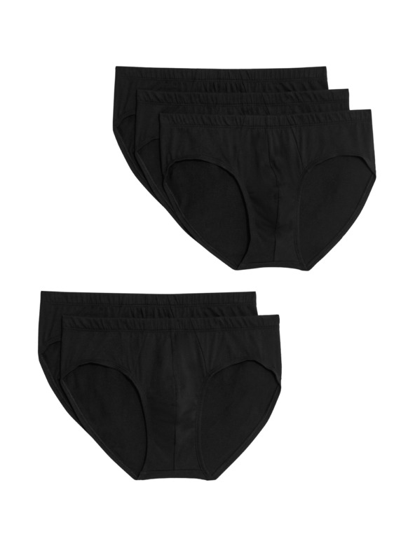 Marks & Spencer Slipy z čistej bavlny, technológia Cool & Fresh™, 5 ks v balení Marks & Spencer čierna