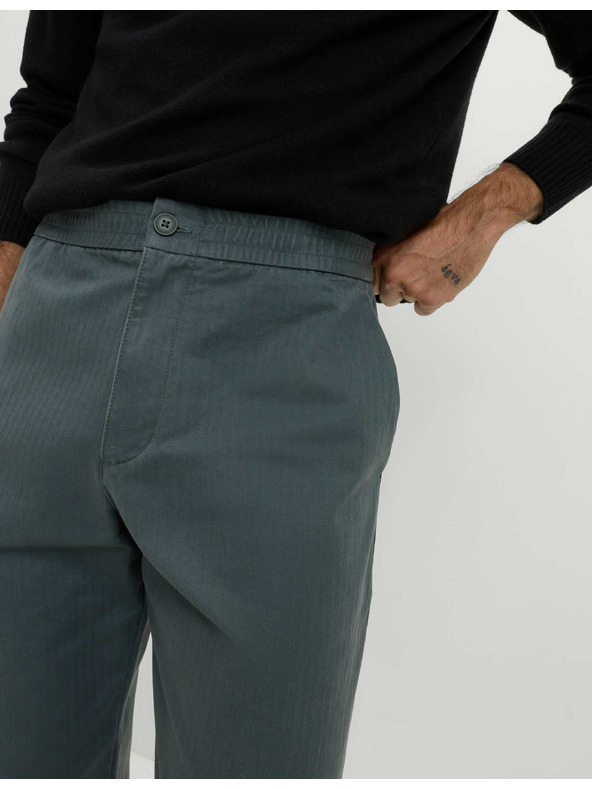 Marks & Spencer Nohavice so vzorom rybacej kosti, z čistej bavlny Marks & Spencer zelená