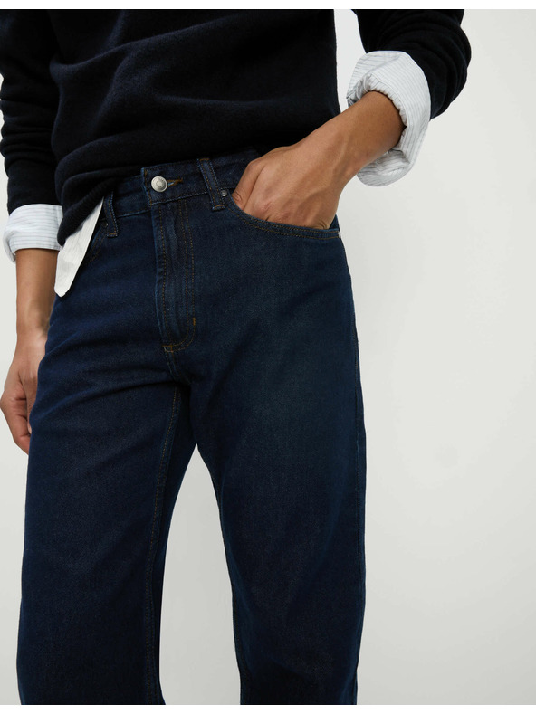 Marks & Spencer Hladké džínsy rovného strihu, z čistej bavlny Marks & Spencer námorná modrá