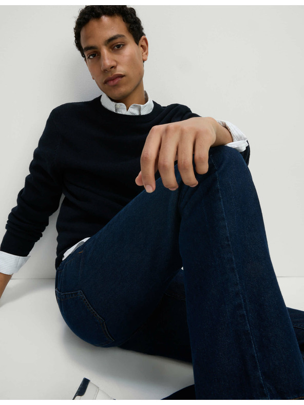 Marks & Spencer Hladké džínsy rovného strihu, z čistej bavlny Marks & Spencer námorná modrá