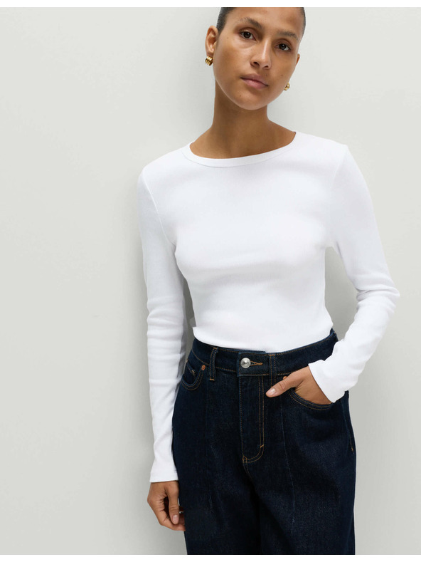 Marks & Spencer Žebrovaný top s vysokým podielom bavlny Marks & Spencer biela
