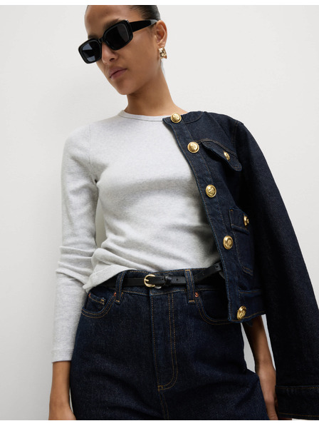 Marks & Spencer Žebrovaný top s vysokým podielom bavlny Marks & Spencer sivá