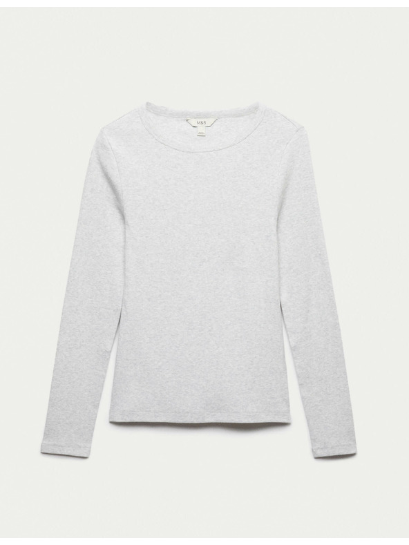Marks & Spencer Žebrovaný top s vysokým podielom bavlny Marks & Spencer sivá