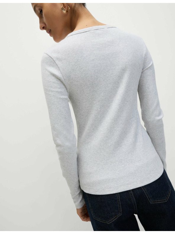 Marks & Spencer Žebrovaný top s vysokým podielom bavlny Marks & Spencer sivá