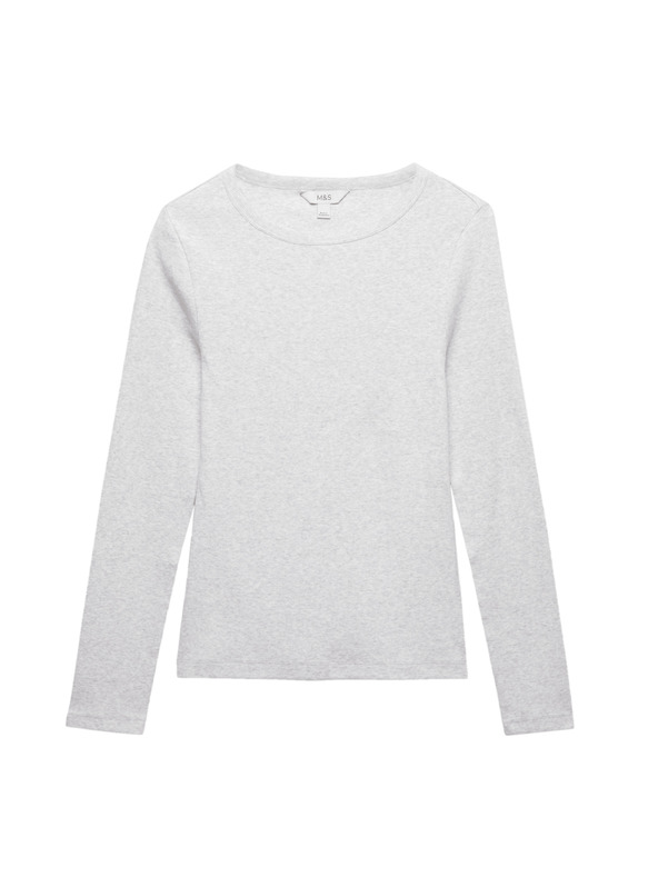 Marks & Spencer Žebrovaný top s vysokým podielom bavlny Marks & Spencer sivá