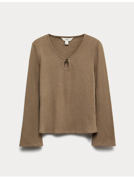 Marks & Spencer Pohodlný top s rozstrihnutým výstrihom a rozšírenými rukávmi Marks & Spencer smotanová