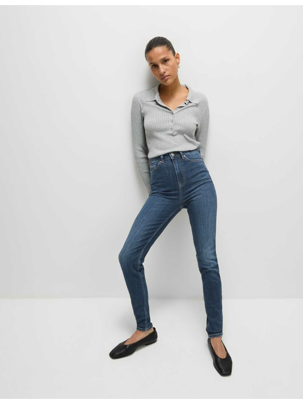 Marks & Spencer Mimoriadne mäkké priliehavé džínsy Ivy s vysokým pásom Marks & Spencer námorná modrá