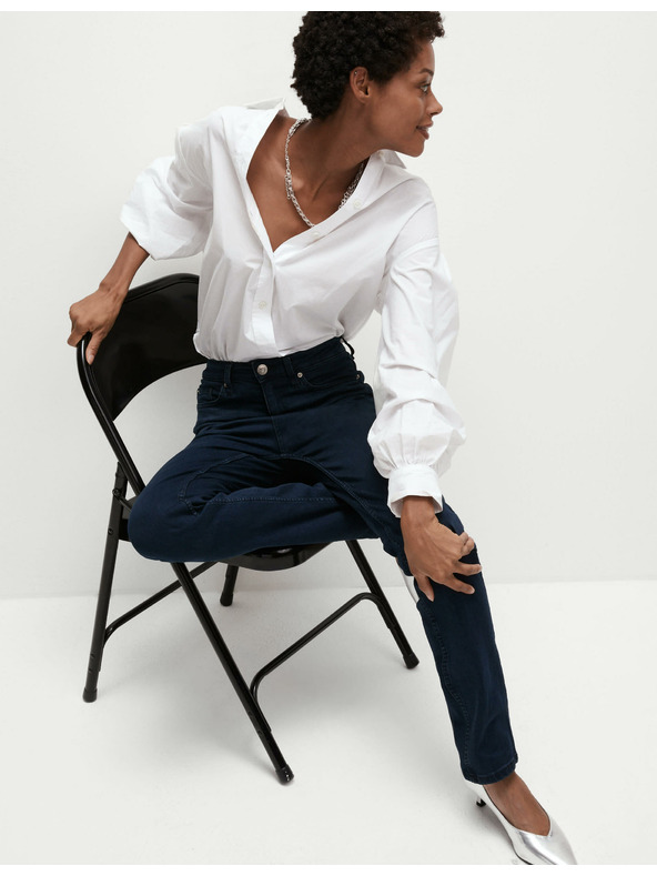 Marks & Spencer Modré elastické džínsy s rovnými nohavicami Marks & Spencer Sienna